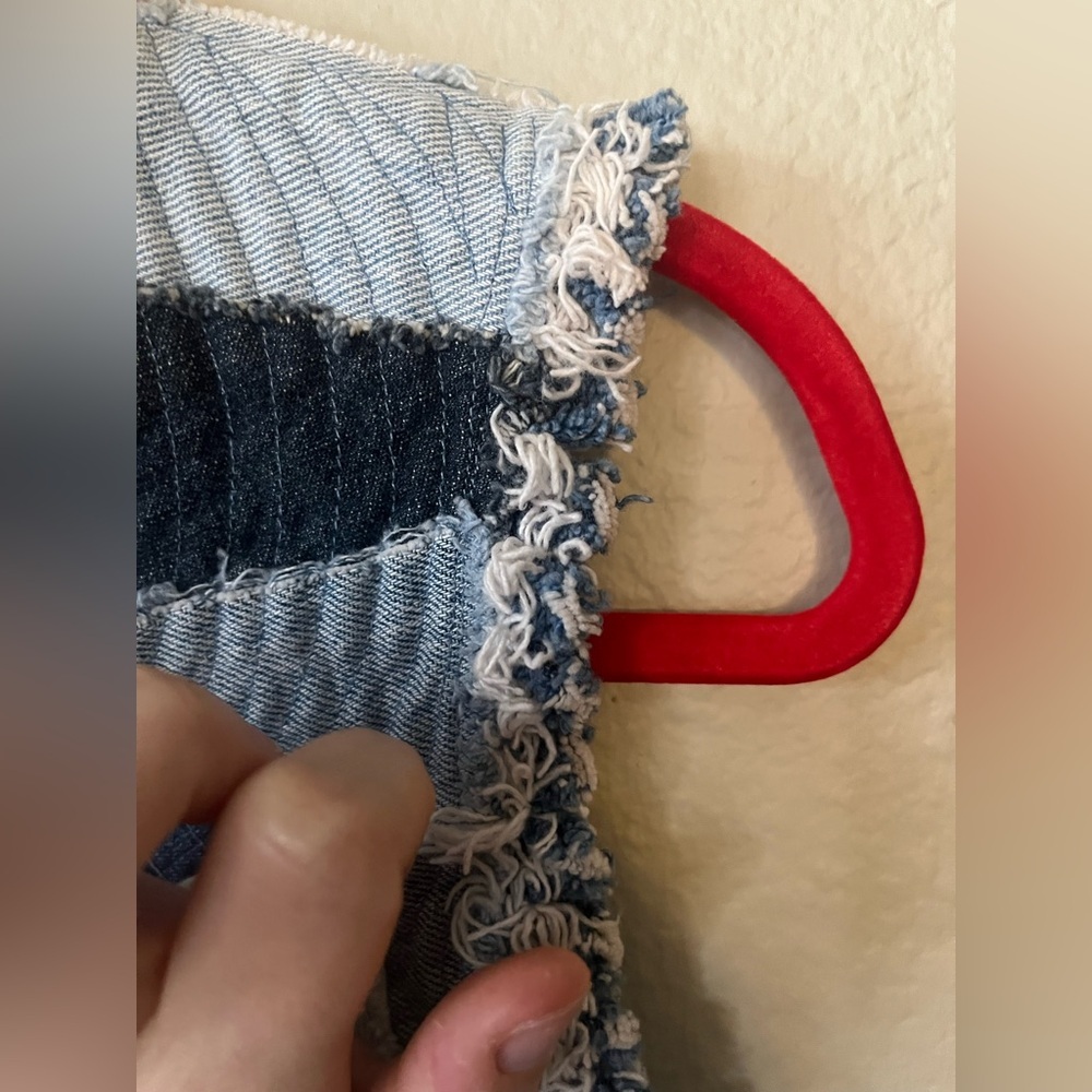 Handmade Denim Patchwork Frayed Vest Women's Size M - Picture 8 of 12